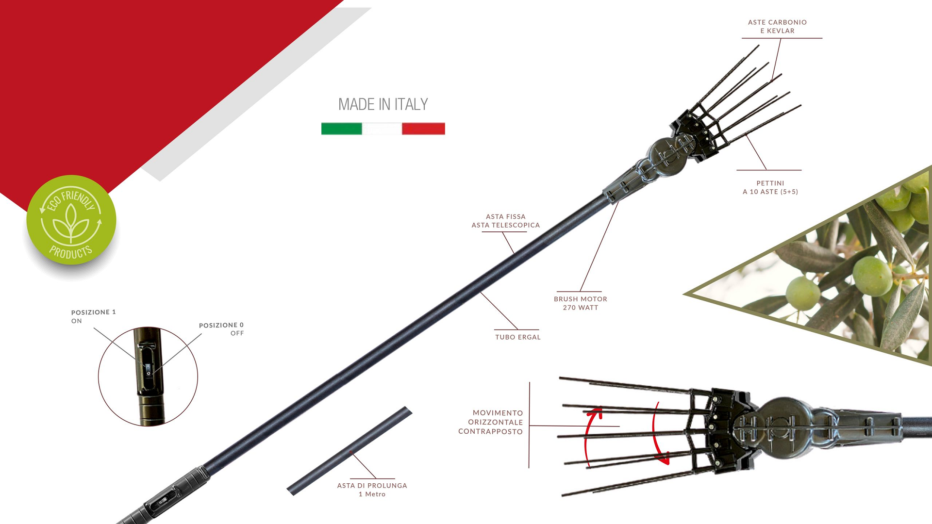 Scuotitore Twist Plus 2.0 asta telescopica Ergal